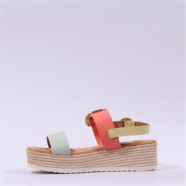 Oh My Sandals Ring Espadrille Platform - Coral Combi